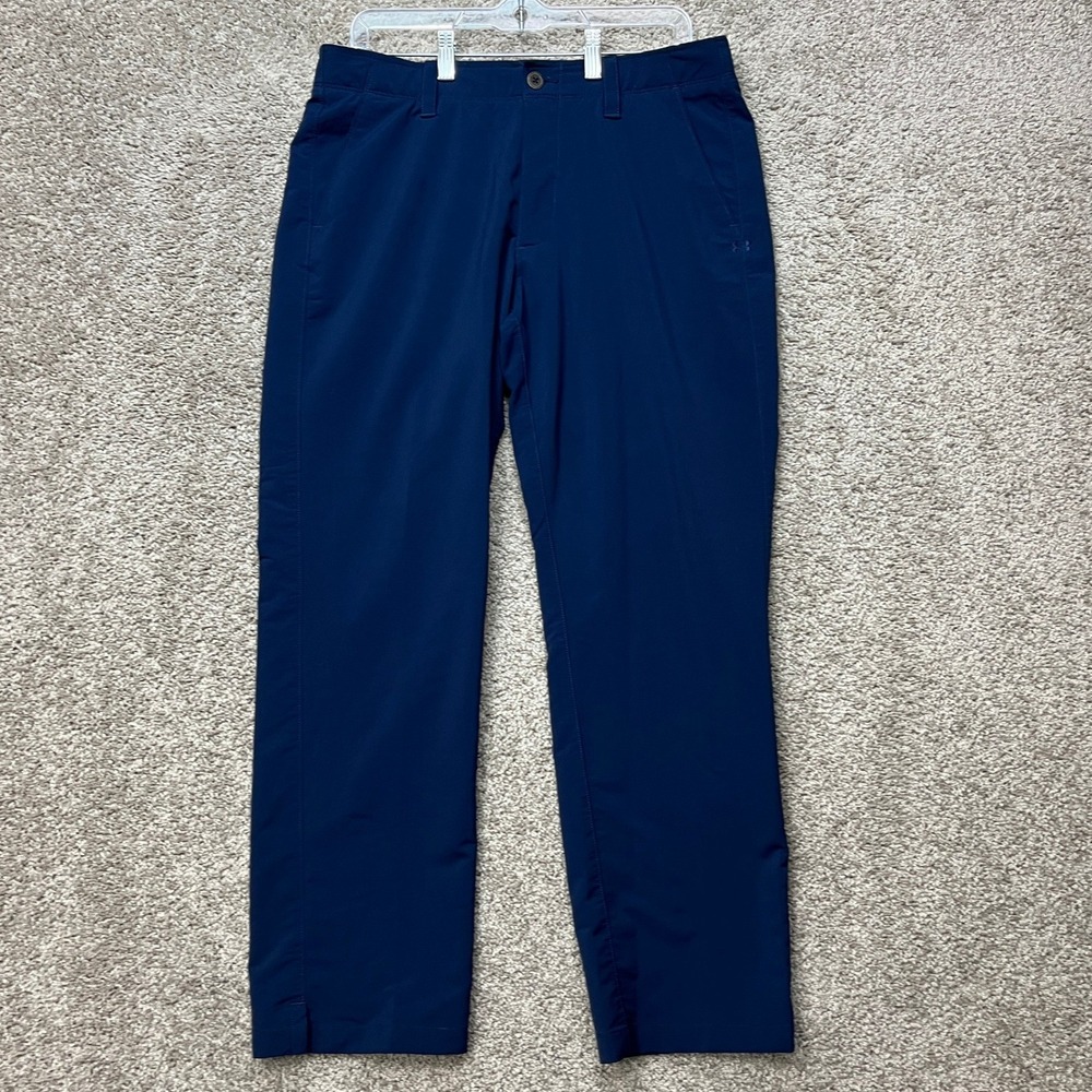 Under Armour Golf Pants Men 34x30 Navy Blue Stretch Straight Leg Performance EUC